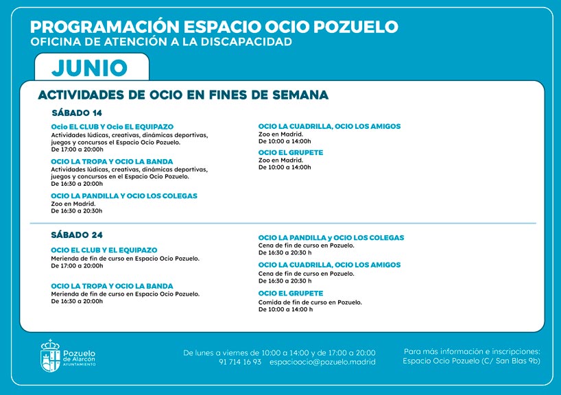 Actividades de ocio en fines de semana